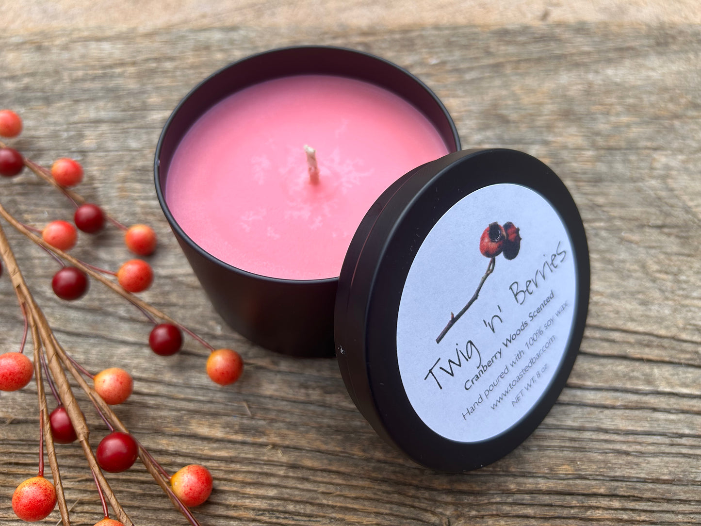 Twig n Berries - Cranberry Woods Scented Soy Candle
