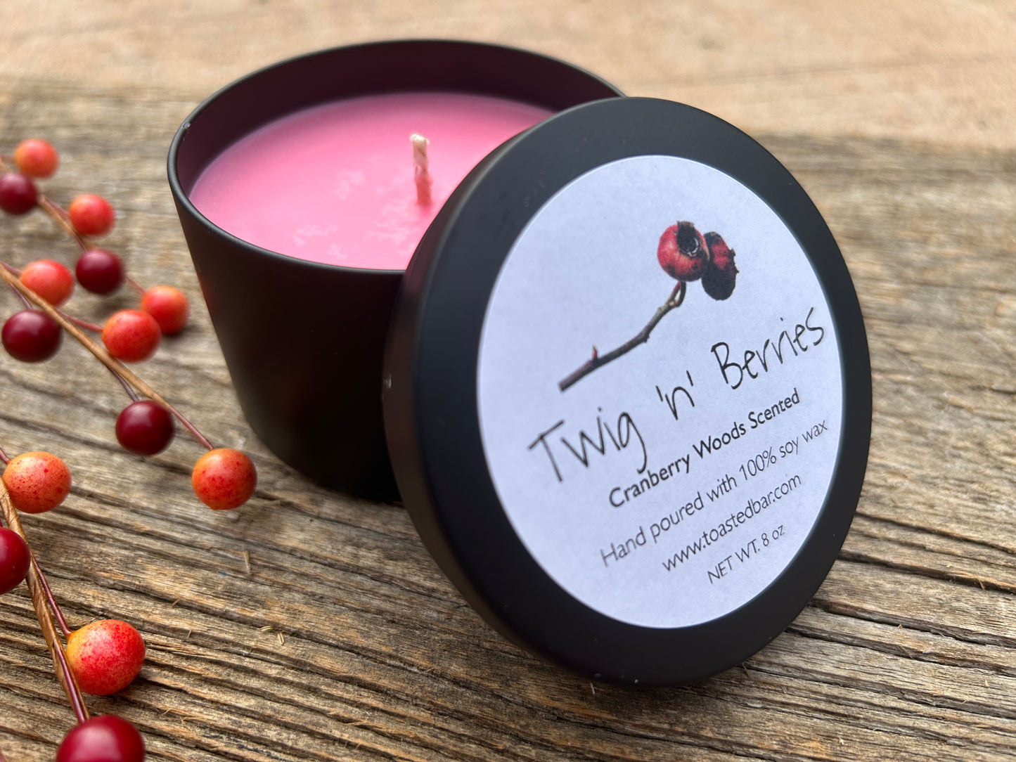 Twig n Berries - Cranberry Woods Scented Soy Candle